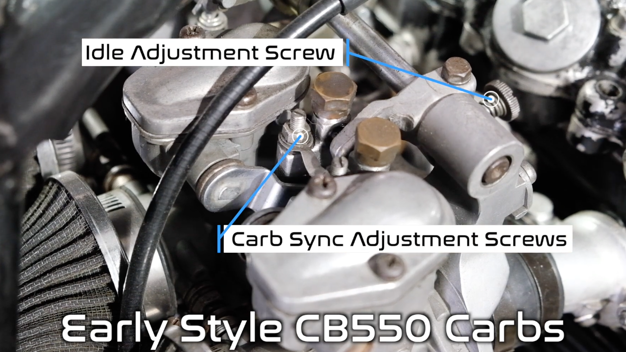 CB500K CB550 K0 - K2 carburetor Synchronization screw idle speed screw location common motor.png
